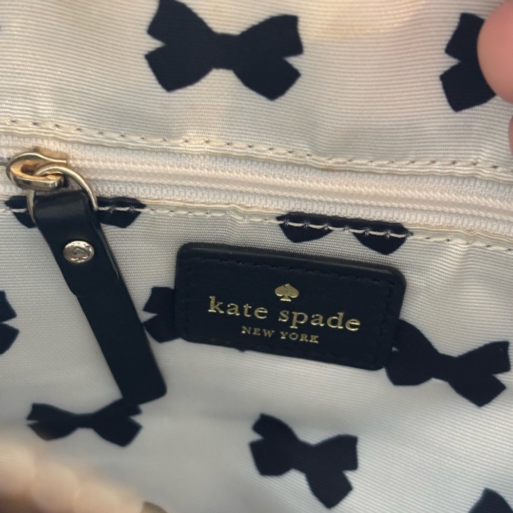 Kate Spade Chelsea Park Patent Striped Black Leather Bottom Purse - Picture 6 of 10